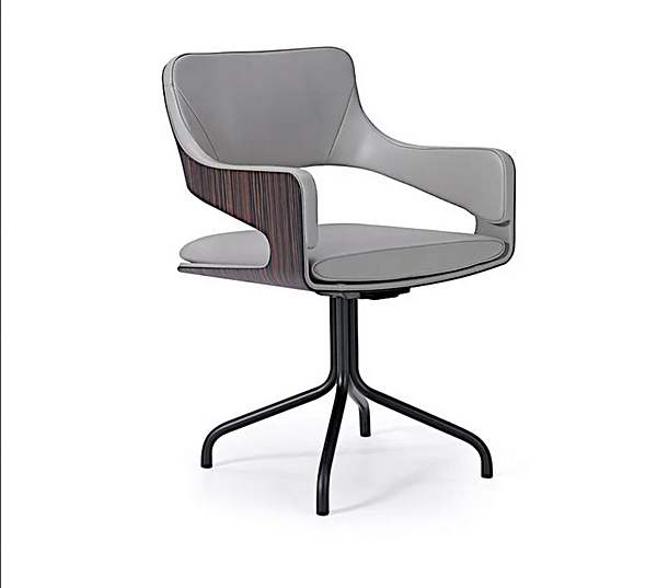 Sedia in pelle con braccioli e base a cavalletto I 4 Mariani Silhouette fabbrica i 4 Mariani dall'Italia. Foto №7