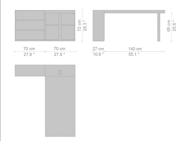 Scrivania rettangolare con libreria in legno CASSINA LC16 016 fabbrica CASSINA dall'Italia. Foto №5