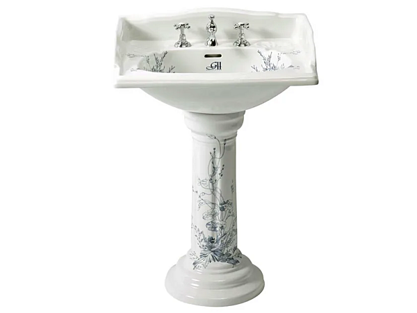 Lavabo in porcellana con piedistallo blu vittoriano Gentry Home fabbrica Gentry Home dall'Italia. Foto №1
