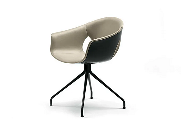 Poltrona in pelle con braccioli e base a cavalletto Ginger Ale Poltrona Frau fabbrica POLTRONA FRAU dall'Italia. Foto №2