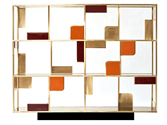 Libreria freestanding doppia faccia in ottone MARIONI Sunset 02915 fabbrica MARIONI dall'Italia