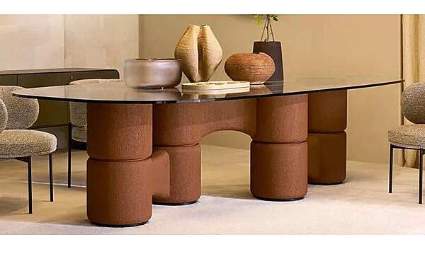 Tavolo in vetro temperato con base in legno spatolato Molecola Gallotti&Radice fabbrica Gallotti & Radice dall'Italia. Foto №2