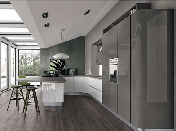 Cucina su misura con penisola Clover 01 LUBE CUCINE fabbrica LUBE CUCINE dall'Italia. Foto №1
