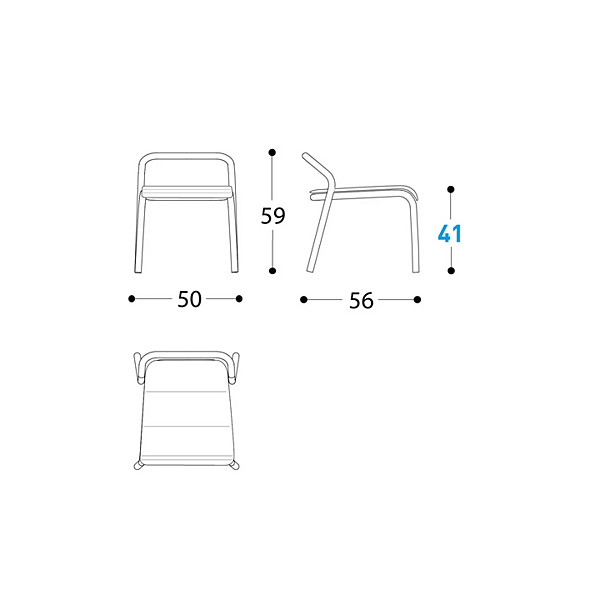 Sedia da giardino impilabile in alluminio con schienale aperto Noss VARASCHIN 24500/L, 24501/L, 24502/L, 24503/L fabbrica VARASCHIN dall'Italia. Foto №19