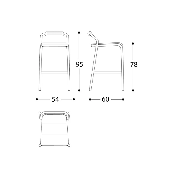 Sgabello da giardino alto impilabile in alluminio Noss VARASCHIN 24550/B, 24551/B, 24552/B, 24553/B fabbrica VARASCHIN dall'Italia. Foto №13