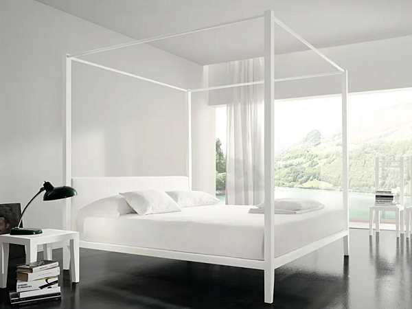 Letto matrimoniale in alluminio con testata imbottita Lera Duomo Design fabbrica Duomo Design dall'Italia. Foto №1