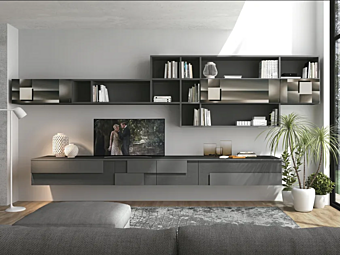 Storage wall montato a parete in legno LUBE CUCINE collezione Creativa Living B