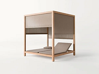 Lettino da giardino in cedro con parasole Toku PAOLA LENTI CA19A