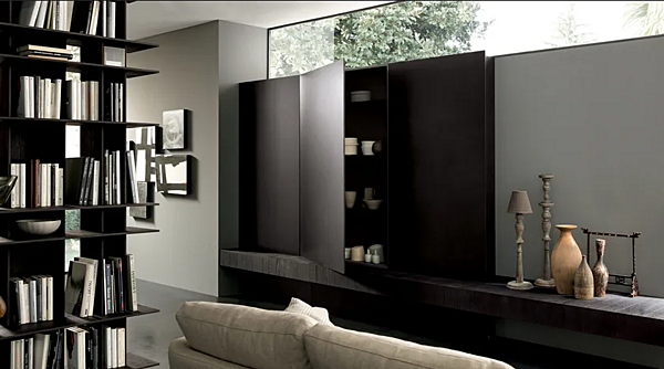 Parete di stoccaggio in rovere con illuminazione integrata MODULNOVA BLADE fabbrica Modulnova dall'Italia. Foto №4