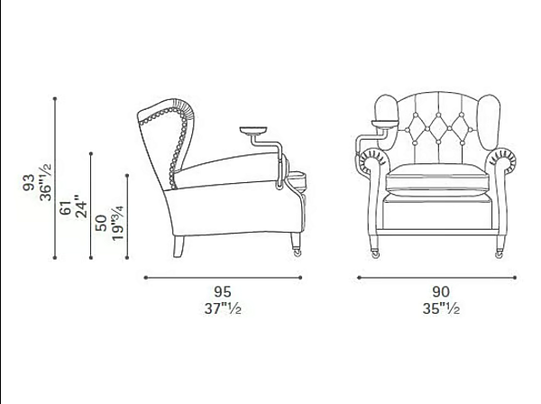 Poltrona bergère in pelle 1919 Poltrona Frau fabbrica POLTRONA FRAU dall'Italia. Foto №5