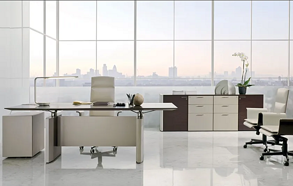 Scrivania executive in legno a forma di L con cassetti I 4 Mariani De Symetria fabbrica i 4 Mariani dall'Italia. Foto №8