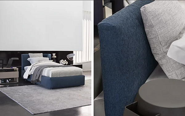 Letto singolo in tessuto Merkurio Flou fabbrica Flou dall'Italia. Foto №4
