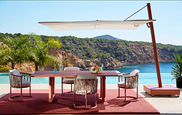 Sedia da giardino in alluminio verniciato a polvere e tessuto con braccioli CASSINA TRAMPOLINE fabbrica CASSINA dall'Italia. Foto №4