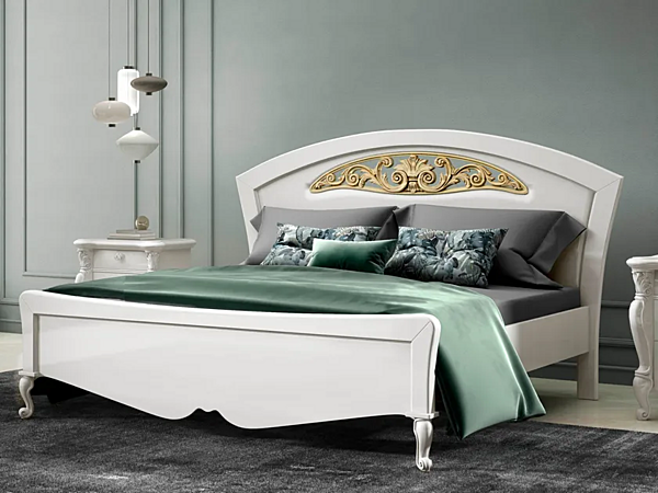 Letto matrimoniale in legno con testiera imbottita CASA +39 SMERALDO C22025, C22026 fabbrica CASA +39 dall'Italia. Foto №1