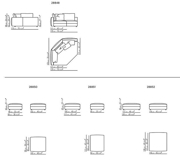 Divano angolare in tessuto con chaise longue Harper FLEXFORM fabbrica FLEXFORM dall'Italia. Foto №7