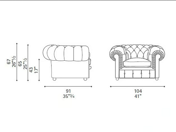 Poltrona imbottita Chester in tessuto Poltrona Frau fabbrica POLTRONA FRAU dall'Italia. Foto №3