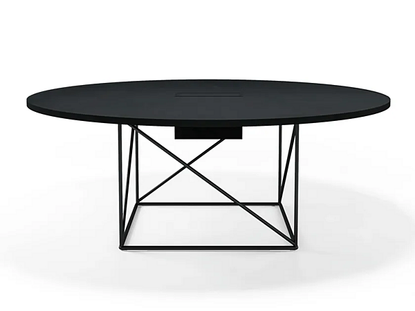 Tavolo rotondo in acciaio e legno per riunioni CASSINA LC15 1958 015 fabbrica CASSINA dall'Italia. Foto №1