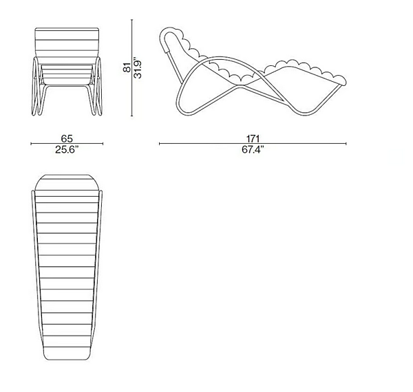 Chaise longue in tessuto con rivestimento sfoderabile CASSINA Indochine fabbrica CASSINA dall'Italia. Foto №4
