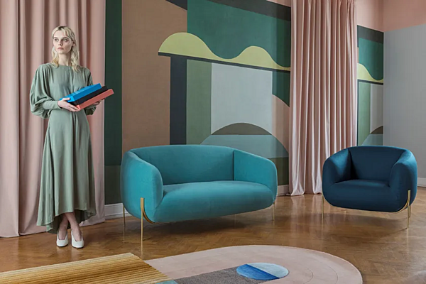 Divano a due posti in tessuto con copertura removibile Geo Saba fabbrica SABA dall'Italia. Foto №3