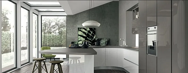 Cucina su misura con penisola Clover 01 LUBE CUCINE fabbrica LUBE CUCINE dall'Italia. Foto №5