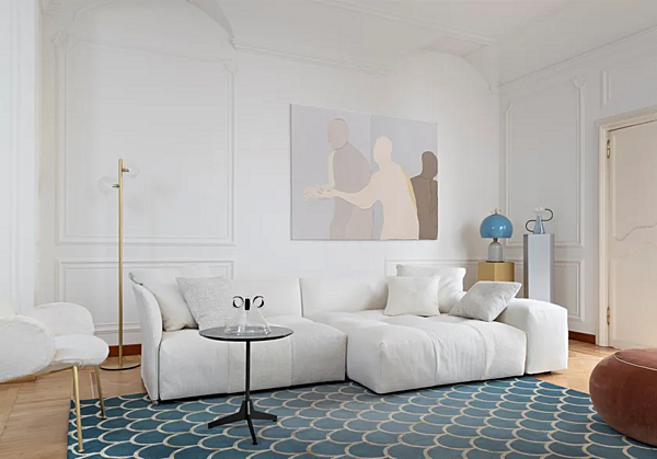 Divano angolare in tessuto con fodera removibile Pixel Saba fabbrica SABA dall'Italia. Foto №6