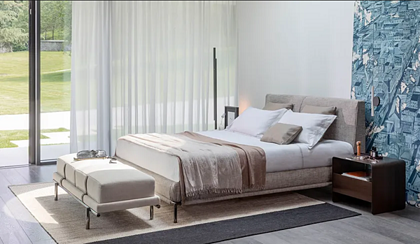 Letto matrimoniale in tessuto con copertura removibile Flou Icon fabbrica Flou dall'Italia. Foto №5