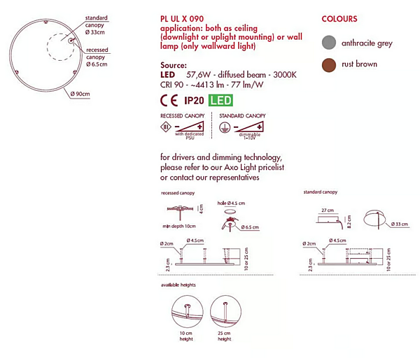 Lampada da soffitto in alluminio LED U-Light AXOLIGHT fabbrica Axolight dall'Italia. Foto №3