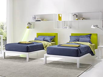 Letto singolo con copertura removibile e testata imbottita Lera Air Duomo Design