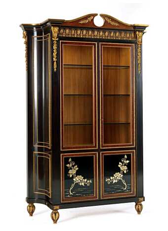 Vetrina in ebano makassar e mogano fabbrica ZANABONI dall'Italia