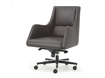 Poltrona girevole in pelle con ruote I 4 Mariani IBIS