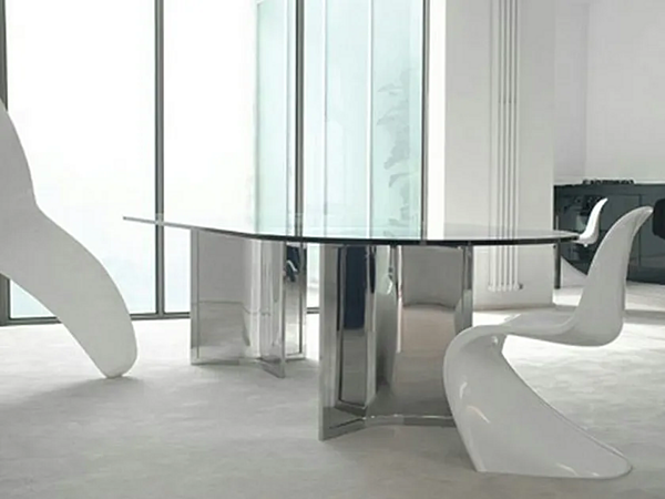 Tavolo ovale in vetro e acciaio inox Gallotti&Radice RAJ fabbrica Gallotti & Radice dall'Italia. Foto №2