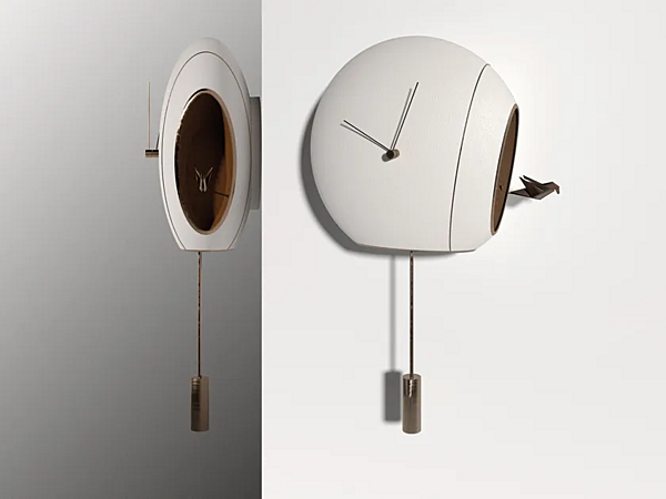 Orologio a pendolo da parete in cuoio GIORGETTI Cuckoo fabbrica GIORGETTI dall'Italia. Foto №5