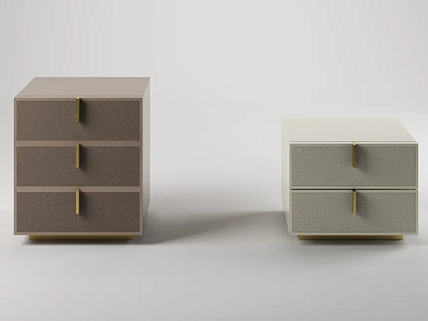 Comodino in MDF laccato e pelle di mucca con cassetti Paolo Castelli FINE fabbrica Paolo Castelli dall'Italia. Foto №3