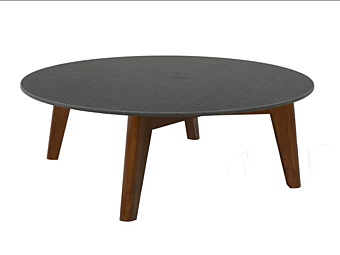 Tavolino da caffè rotondo in legno con top in pietra lavica Edgar CHELINI