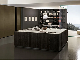 Cucina in rovere con maniglie integrate MODULNOVA FLOAT fabbrica Modulnova dall'Italia