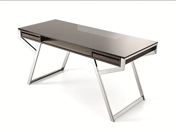 Scrivania segretaria in vetro e acciaio inox con cassetti Gallotti&Radice Lui fabbrica Gallotti & Radice dall'Italia. Foto №2