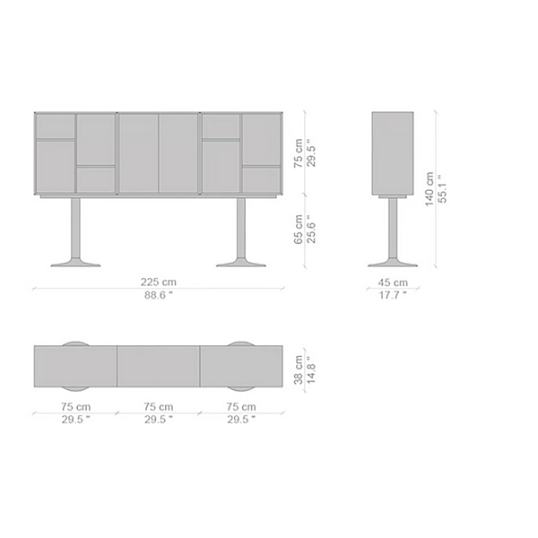 Credenza in legno 20 cassetti standard piedi Corolle CASSINA 020 fabbrica CASSINA dall'Italia. Foto №4