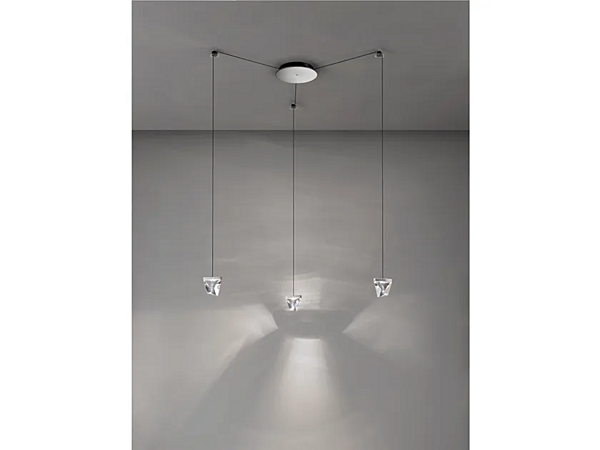 Lampada a sospensione LED in cristallo Tripla 3 punti Fabbian fabbrica Fabbian dall'Italia. Foto №1