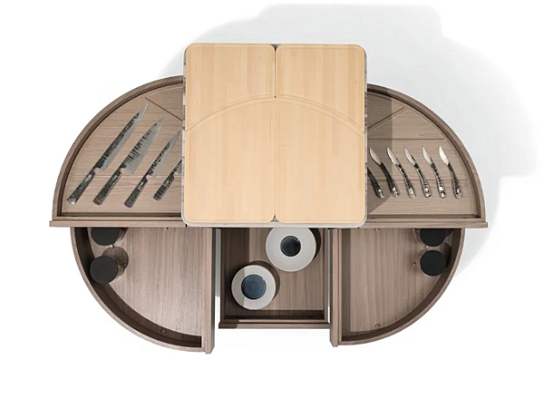 Carrello da cucina in noce con cassetti GIORGETTI ALFRED 80800 fabbrica GIORGETTI dall'Italia. Foto №3