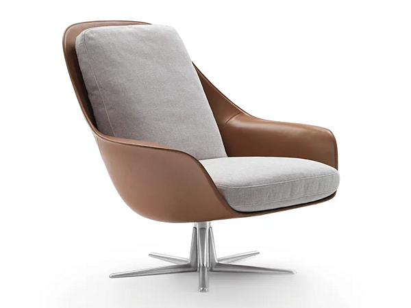 Poltrona girevole in pelle con base a 5 razze e braccioli FLEXFORM Sveva fabbrica FLEXFORM dall'Italia. Foto №1