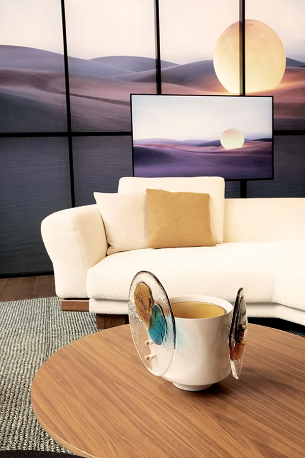 Vaso in ottone verniciato con elementi in vetro di Murano Colourdisc ambra CASSINA 79711+797 12 fabbrica CASSINA dall'Italia. Foto №4