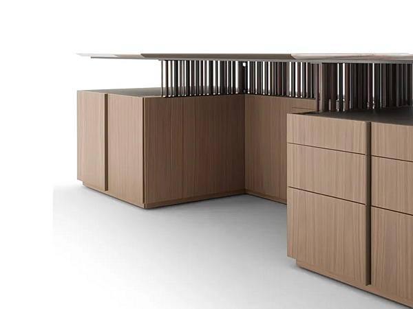 Scrivania rettangolare con base in noce e top in marmo GIORGETTI G-CODE 71200, 71205 fabbrica GIORGETTI dall'Italia. Foto №5