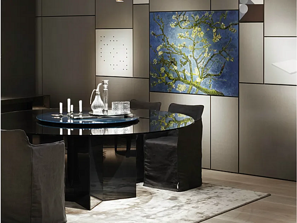 Tavolo rotondo in cristallo con Lazy Susan Gallotti&Radice YOL fabbrica Gallotti & Radice dall'Italia. Foto №3