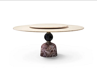 Tavolo rotondo con lazy susan in legno GHIDINI1961 ARTU