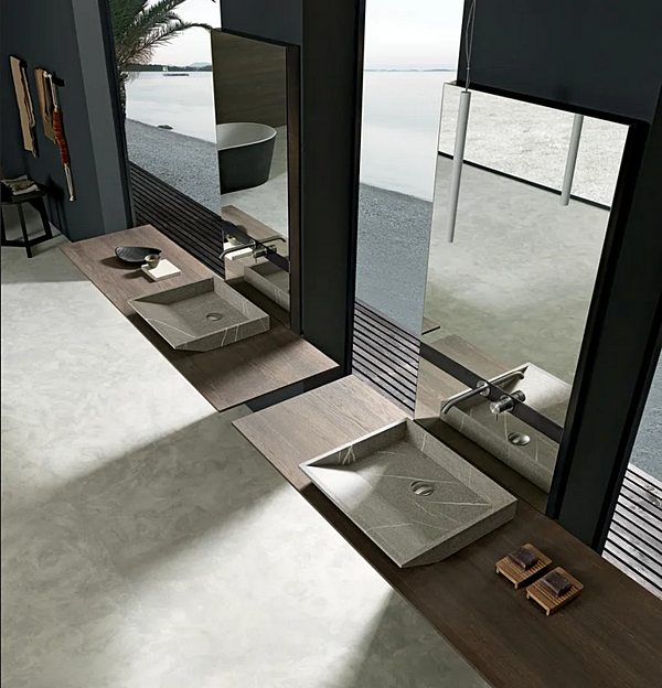 Unità lavabo doppia in rovere con specchio SURF MODULNOVA fabbrica Modulnova dall'Italia. Foto №5