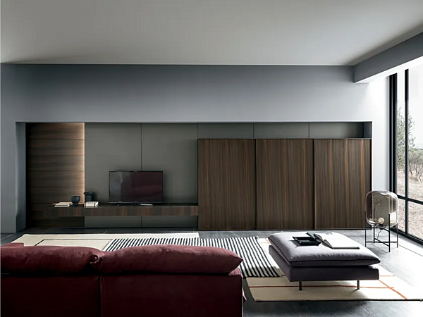 Sistema TV a parete in legno Eucalyptus MODULNOVA fabbrica Modulnova dall'Italia. Foto №1