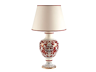 Lampada da tavolo in ceramica artigianale Lustro Rubino L_Antica Deruta LR/563/L/50