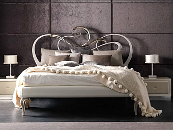 Letto matrimoniale con testata imbottita in tessuto scarlet CORTEZARI 947