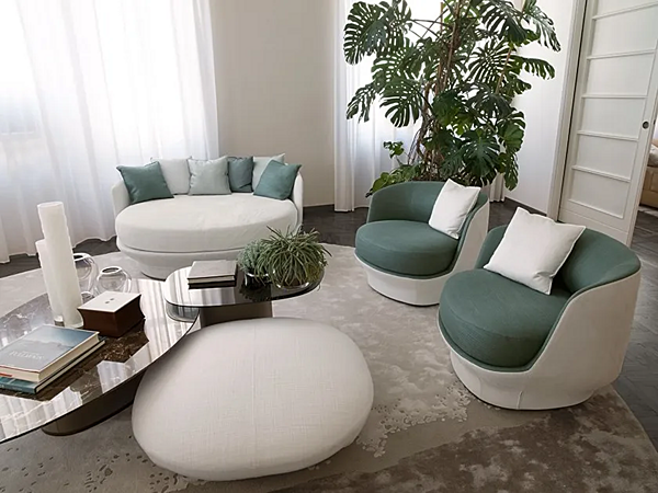 Pouf in tessuto con rivestimento sfoderabile GIORGETTI GALET 52550, 52551, 52552 fabbrica GIORGETTI dall'Italia. Foto №6