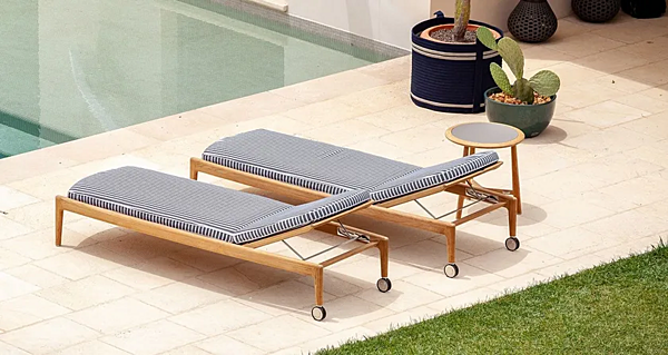 Lettino prendisole reclinabile in teak con ruote POLTRONA FRAU The Secret Garden fabbrica POLTRONA FRAU dall'Italia. Foto №5